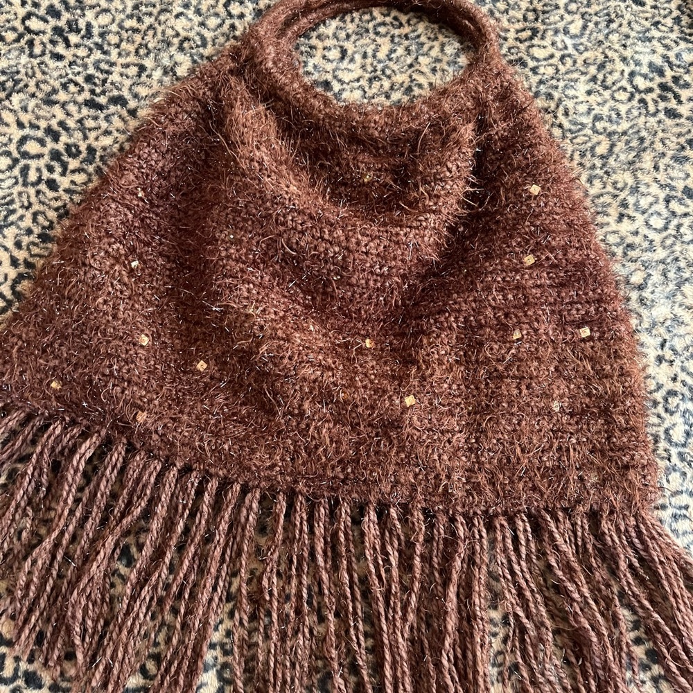 Handmade Hippie fringe bag brown